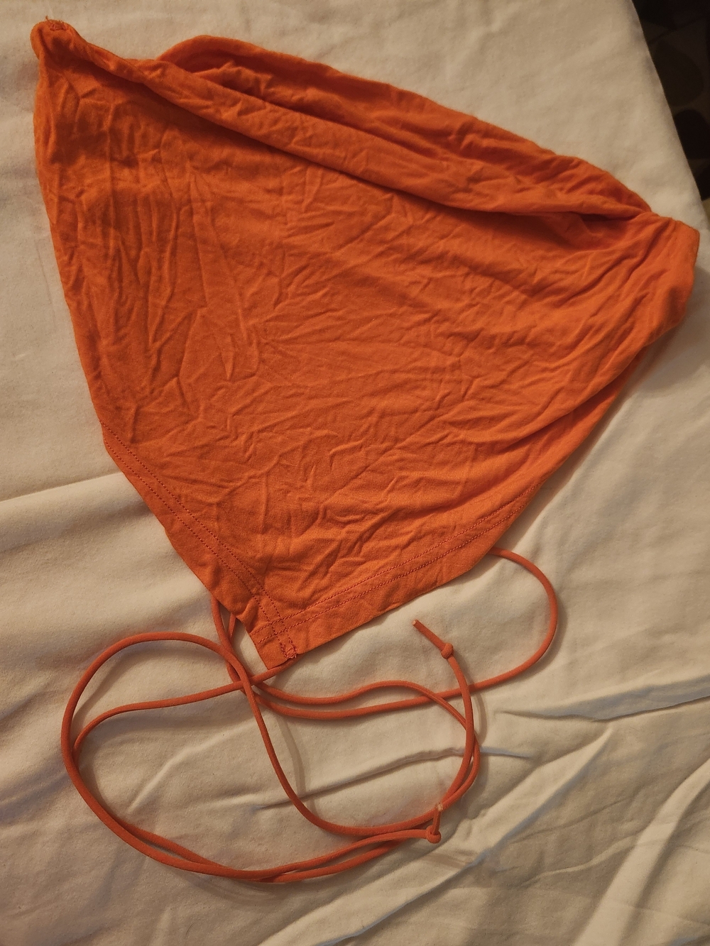SHEIN Orange Triangle hankerchief Crop Top with Tie Strings